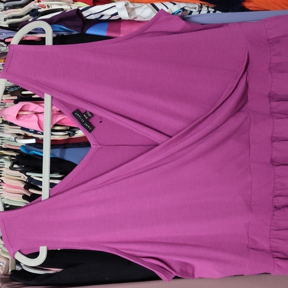 NWOT Lane Bryant Surplice Neckline Top In Magenta - Picture 3 of 6